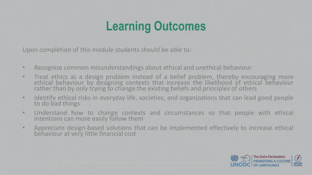 learning outcomes