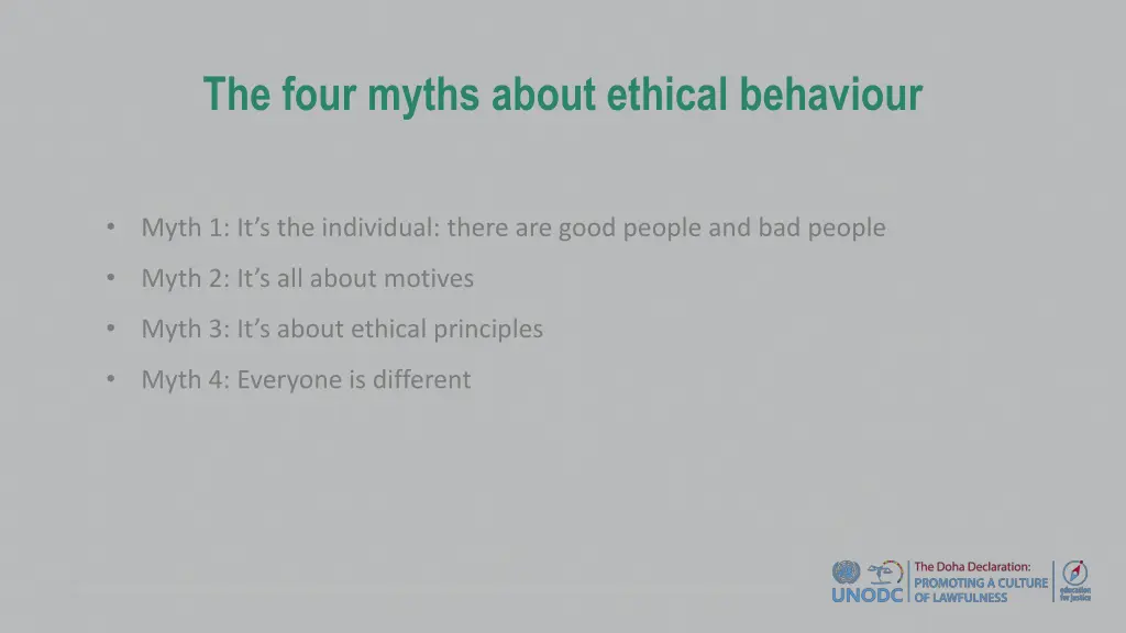 the four myths about ethical behaviour