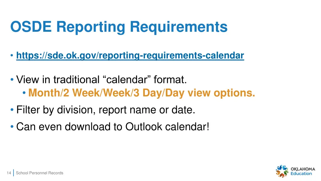 osde reporting requirements