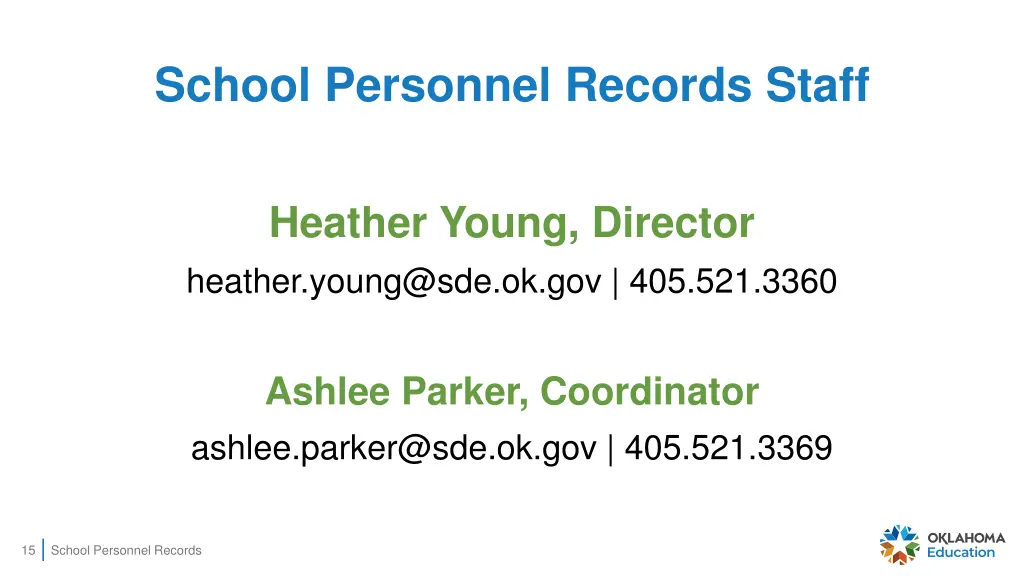 school personnel records staff