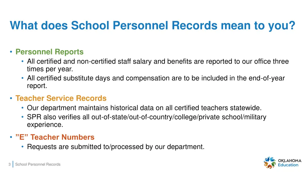 what does school personnel records mean to you