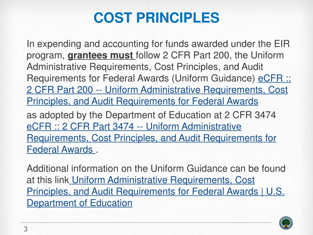 cost principles