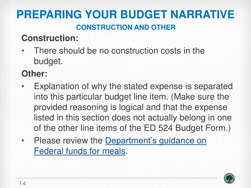 preparing your budget narrative construction