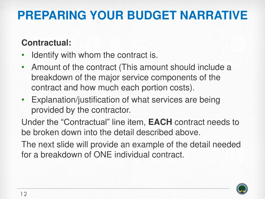 preparing your budget narrative