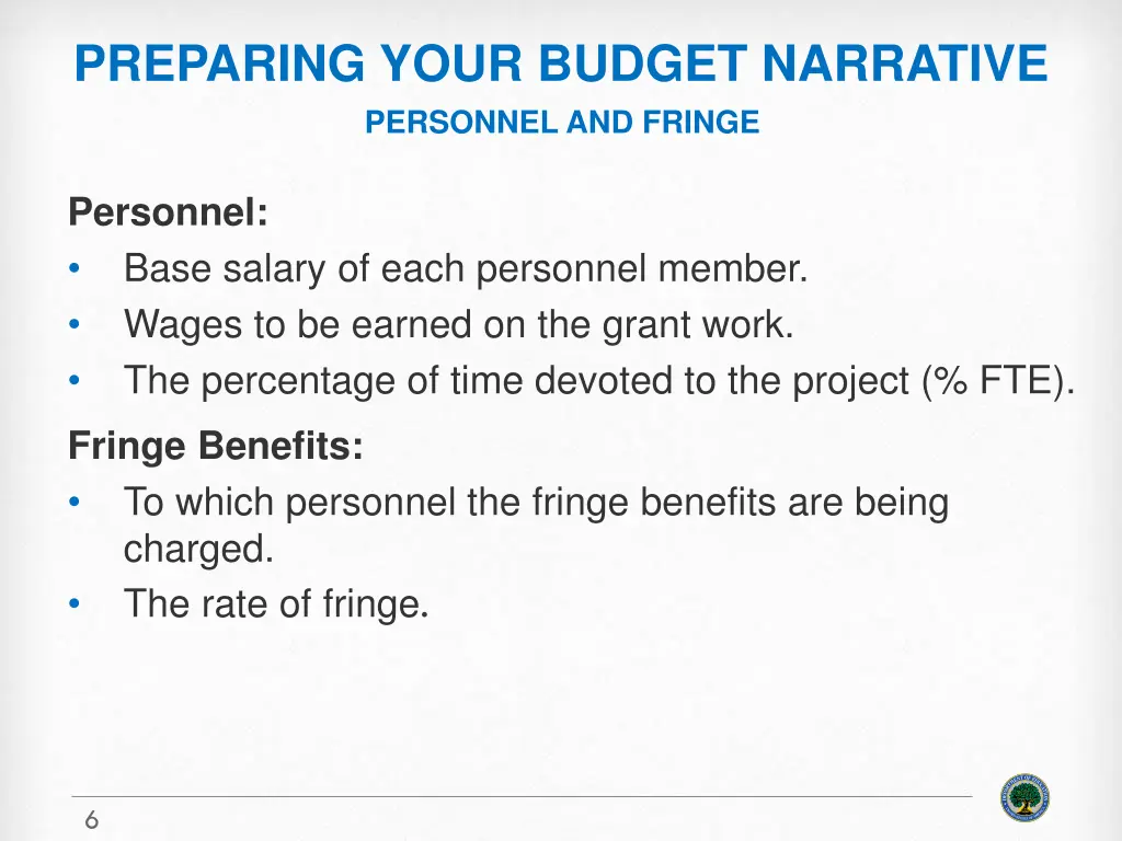 preparing your budget narrative personnel