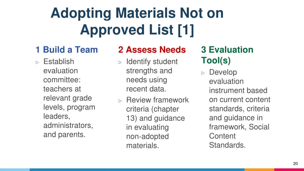 adopting materials not on approved list 1