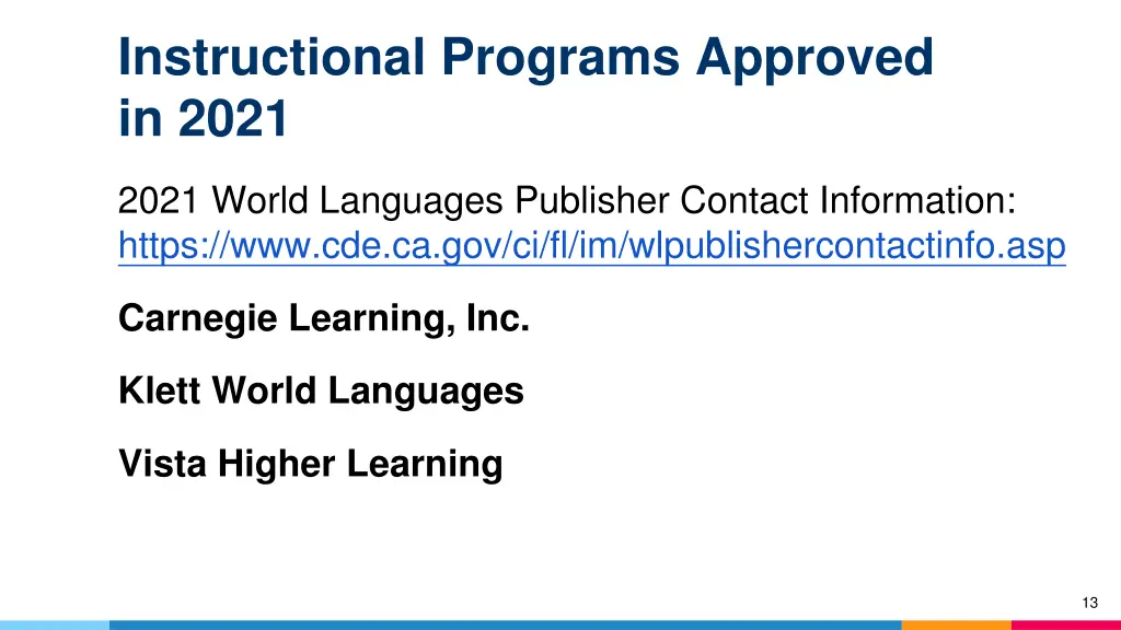 instructional programs approved in 2021