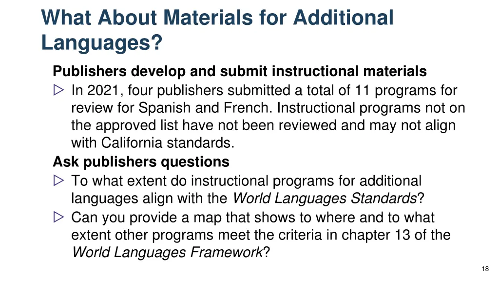 what about materials for additional languages