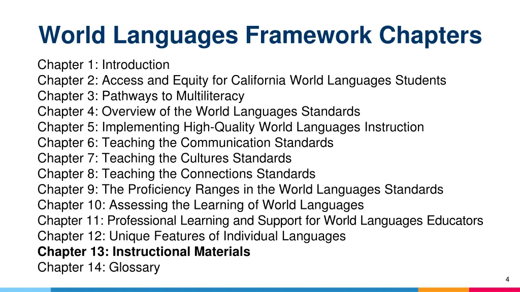 world languages framework chapters