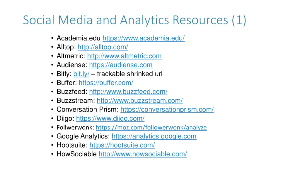 social media and analytics resources 1