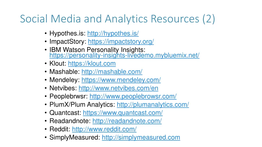 social media and analytics resources 2