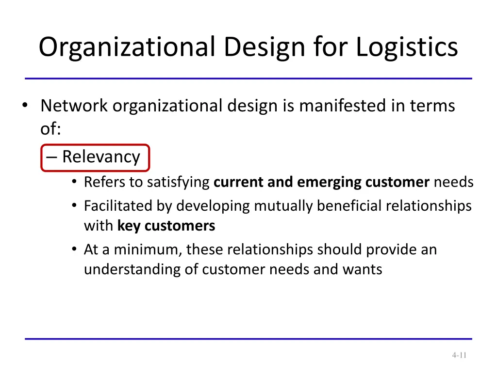 organizational design for logistics 1