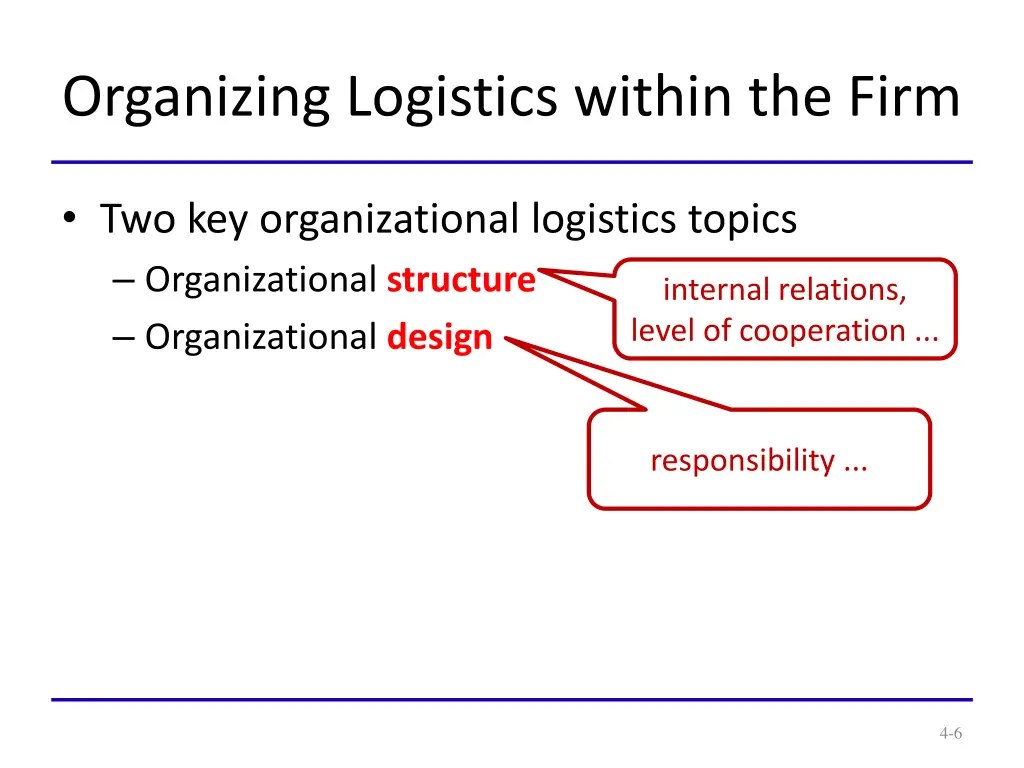 organizing logistics within the firm