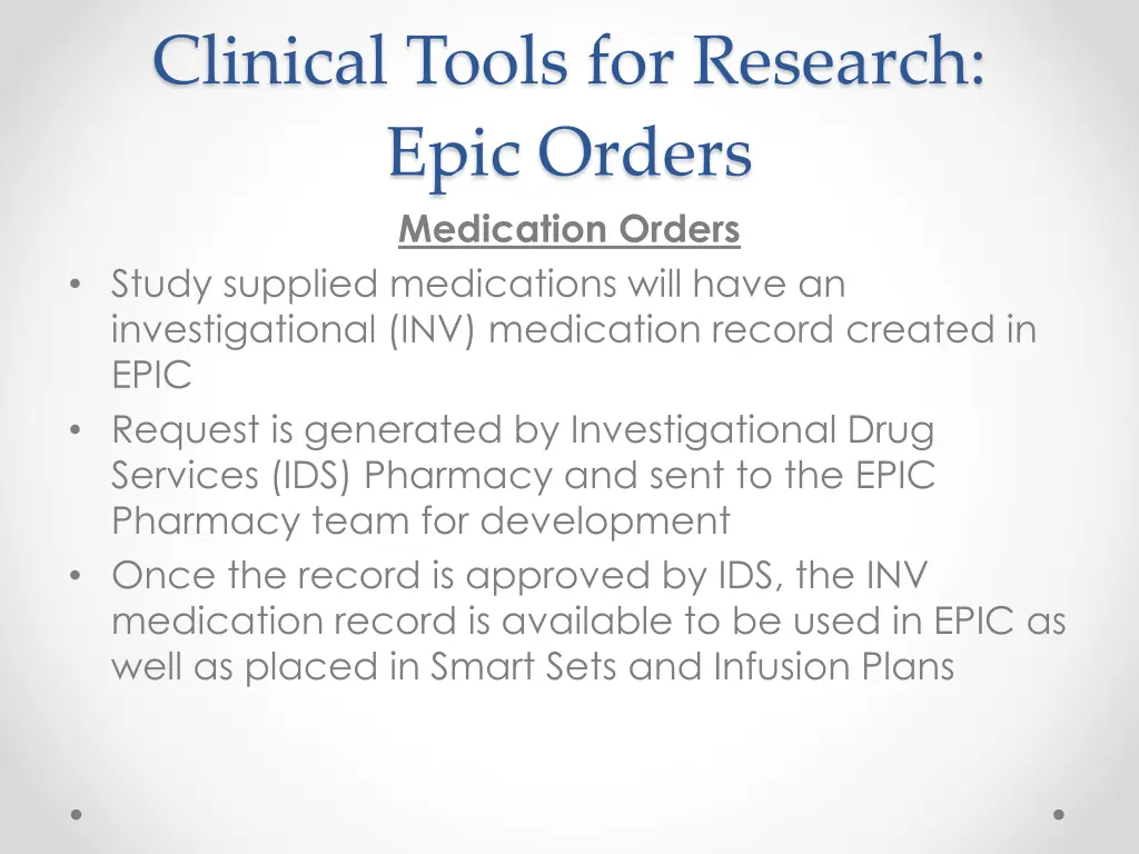 clinical tools for research epic orders 1