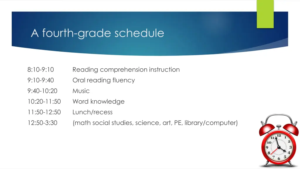 a fourth grade schedule