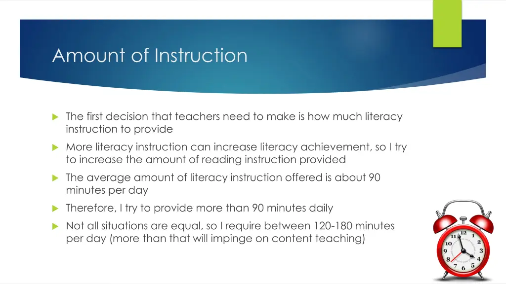 amount of instruction