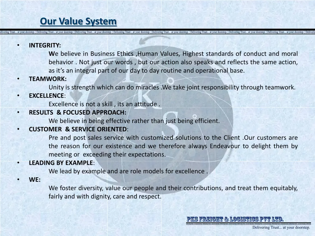 our value system