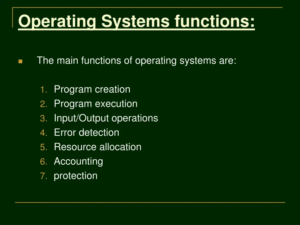 operating systems functions