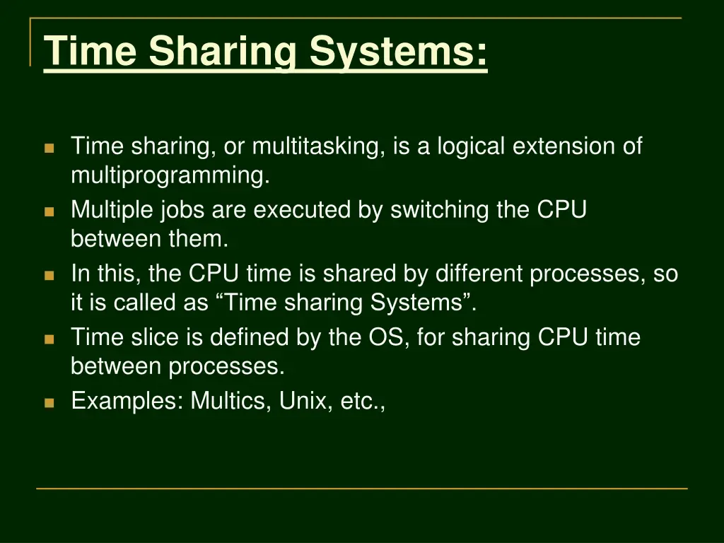 time sharing systems