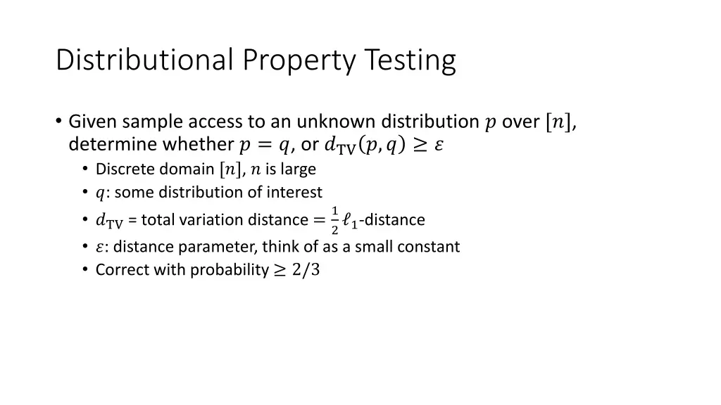 distributional property testing 1