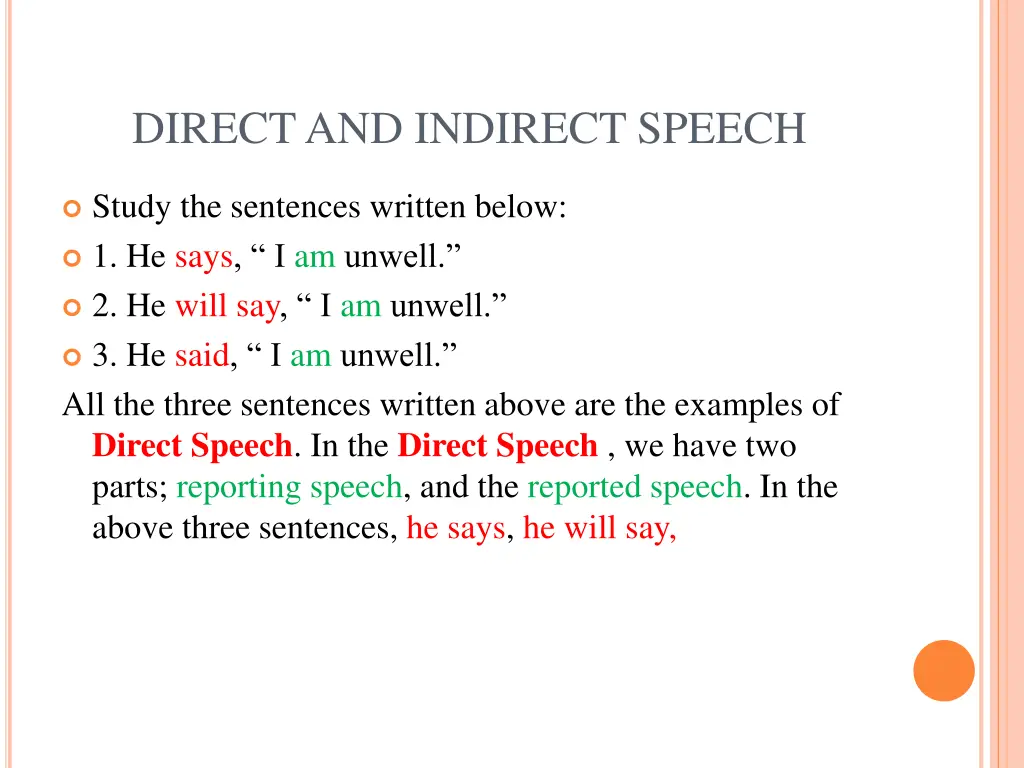 direct and indirect speech