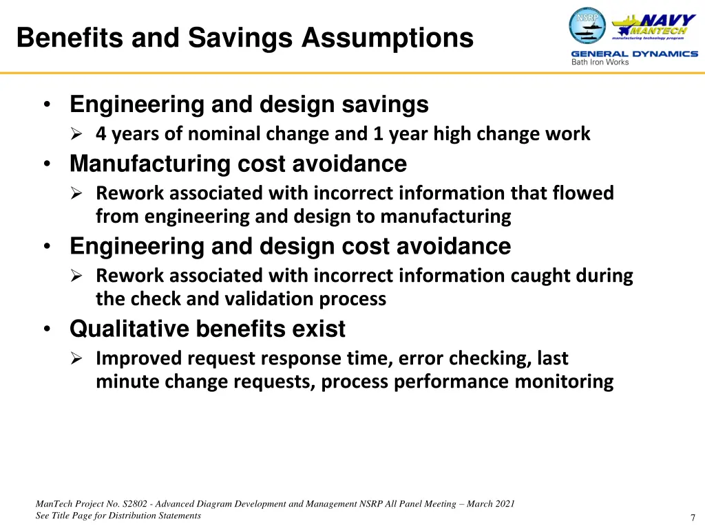 benefits and savings assumptions