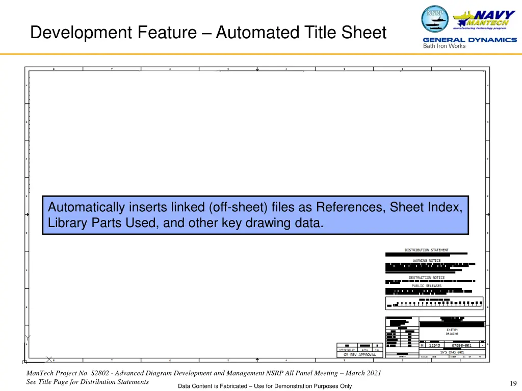 development feature automated title sheet