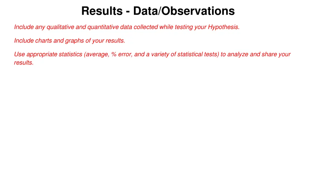 results data observations