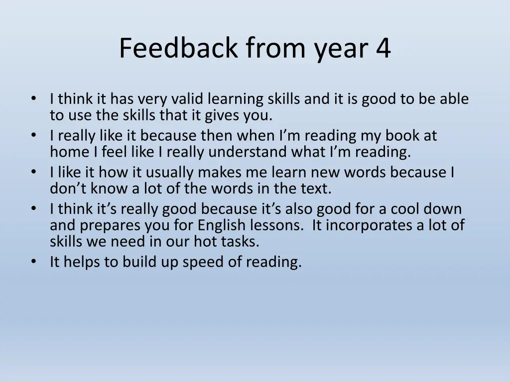 feedback from year 4