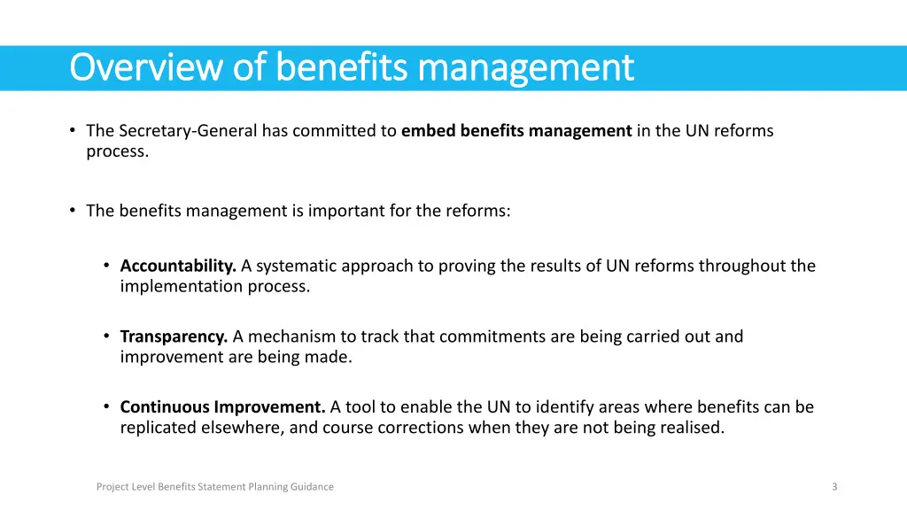 overview of benefits management overview