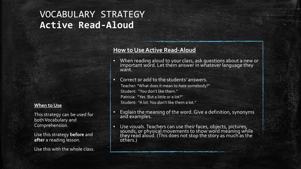 vocabulary strategy active read aloud