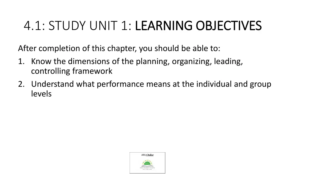 4 1 study unit 1 learning objectives learning