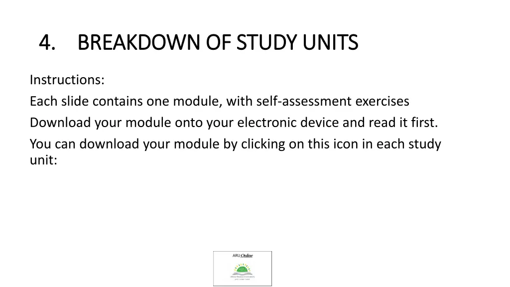 4 4 breakdown of study breakdown of study u units