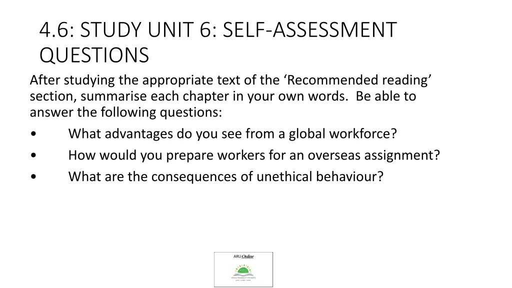 4 6 study unit 6 self assessment questions after