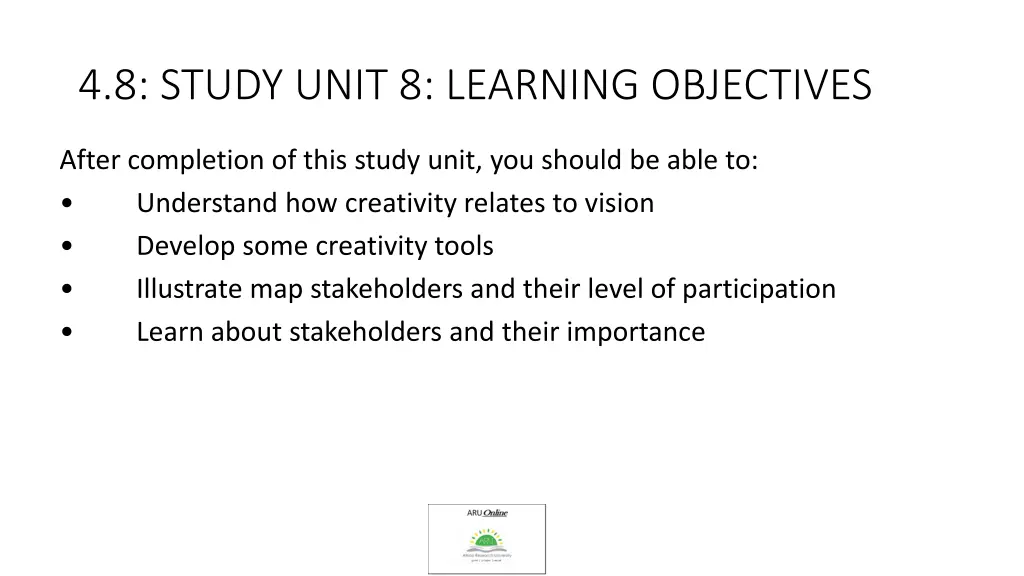 4 8 study unit 8 learning objectives