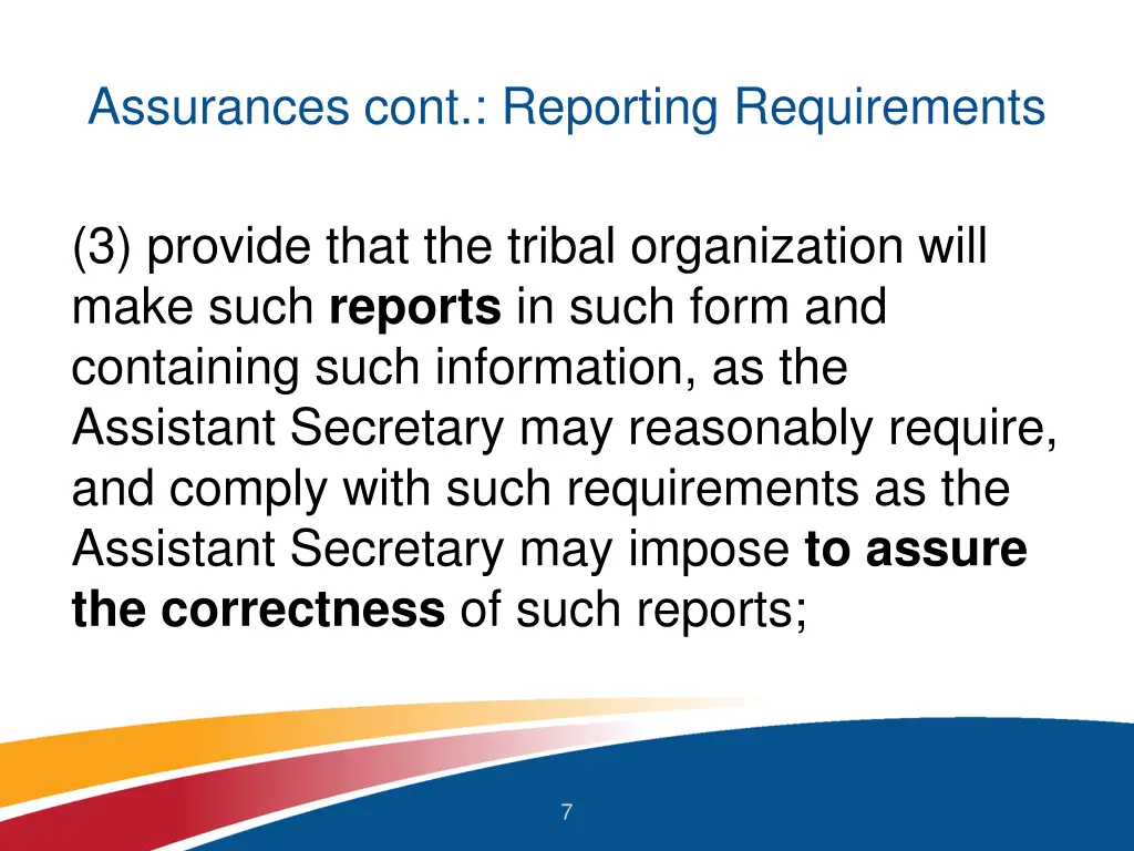 assurances cont reporting requirements