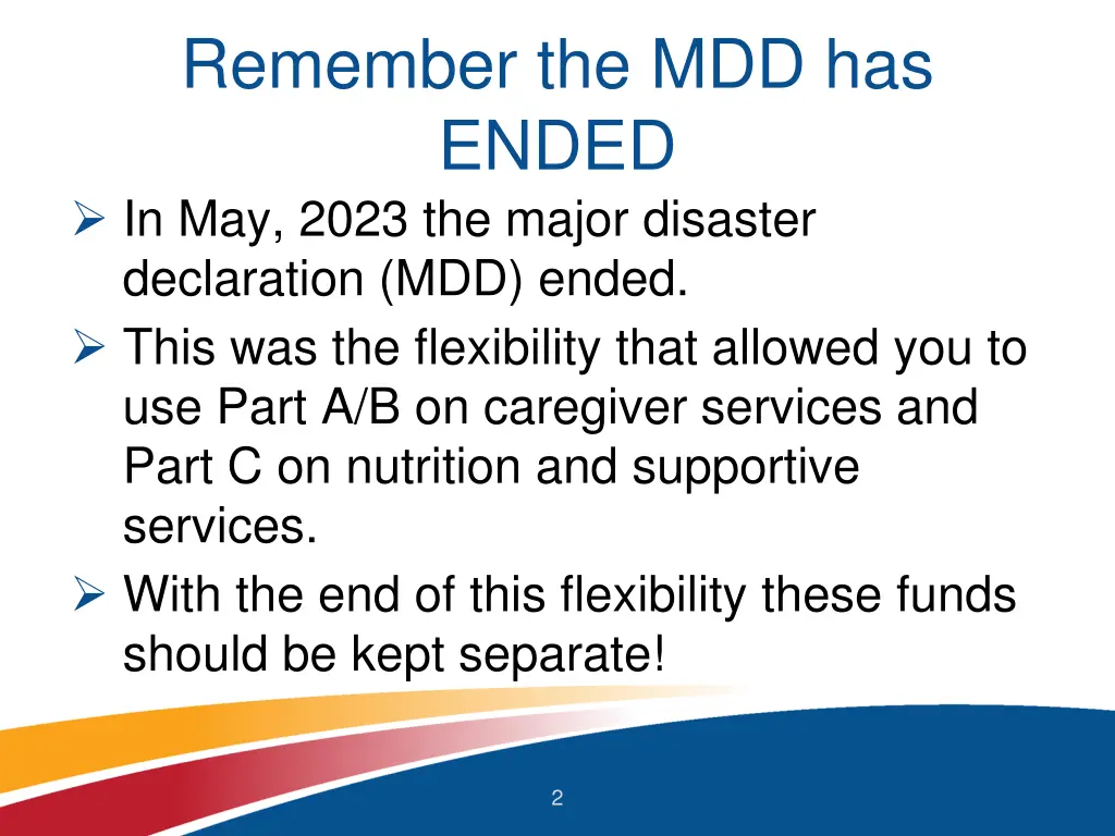 remember the mdd has ended in may 2023 the major