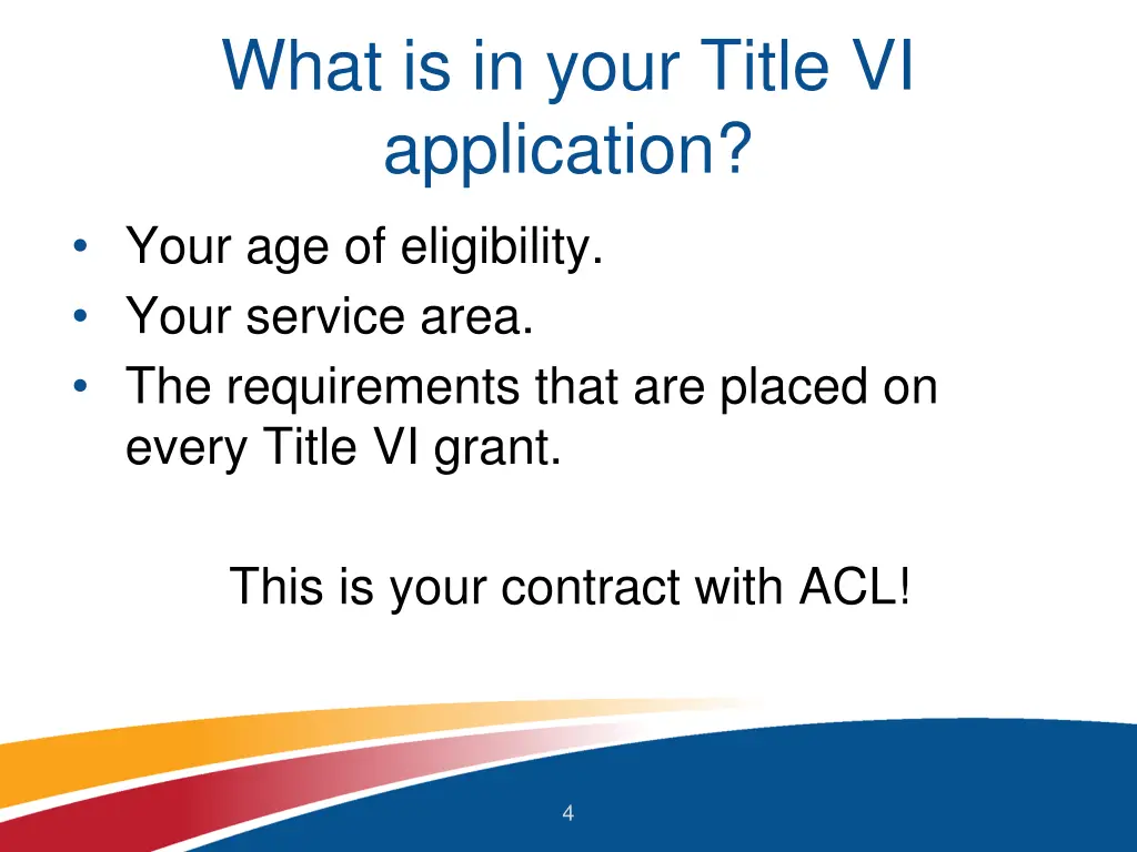 what is in your title vi application