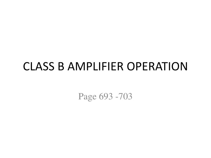 class b amplifier operation