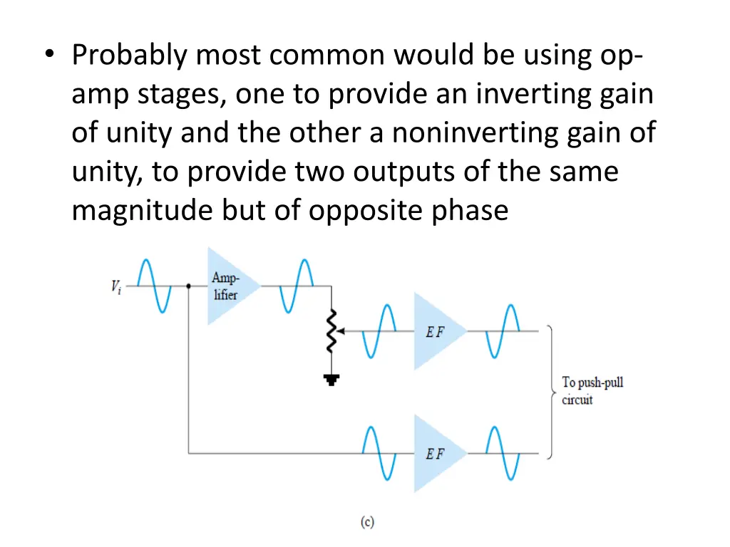 probably most common would be using op amp stages