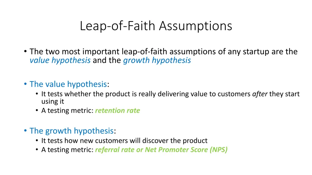 leap of faith assumptions 1