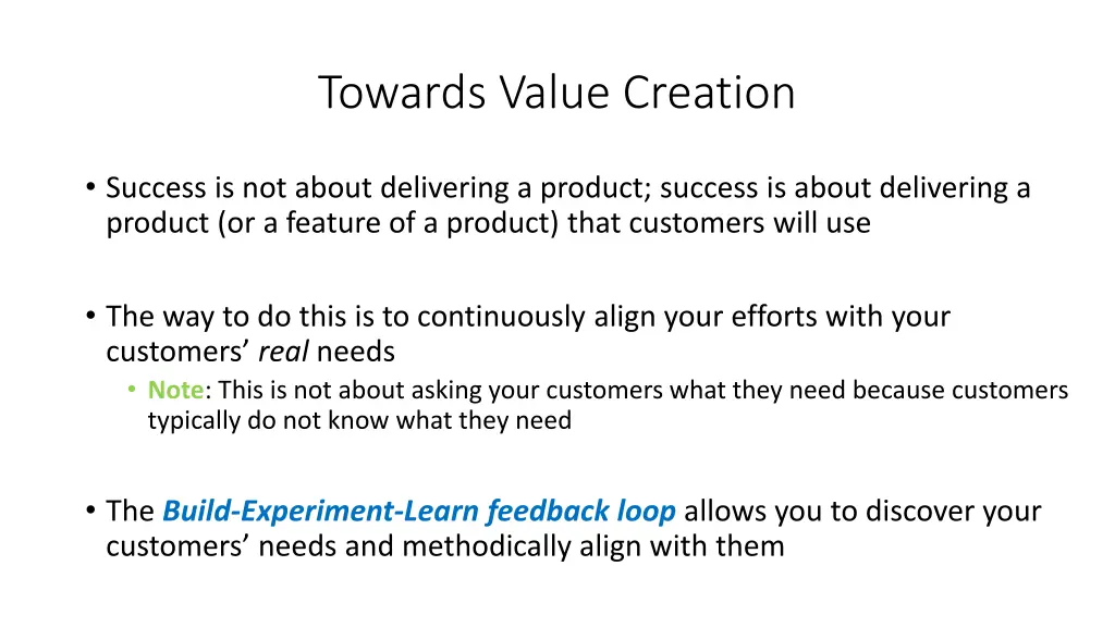 towards value creation