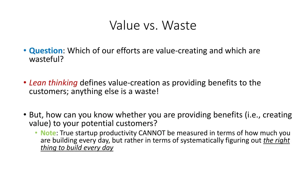 value vs waste