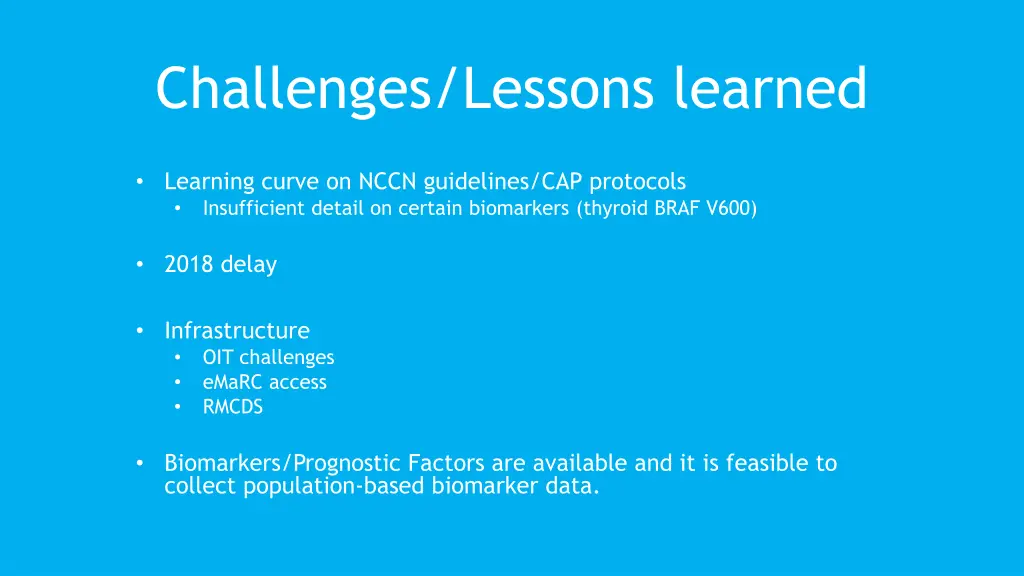 challenges lessons learned