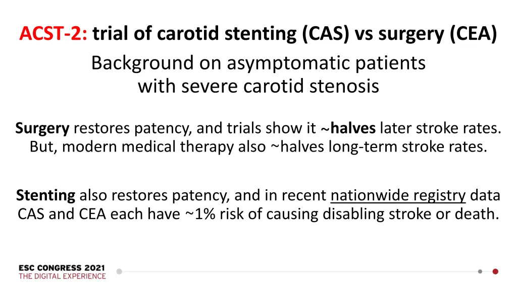 acst 2 trial of carotid stenting cas vs surgery