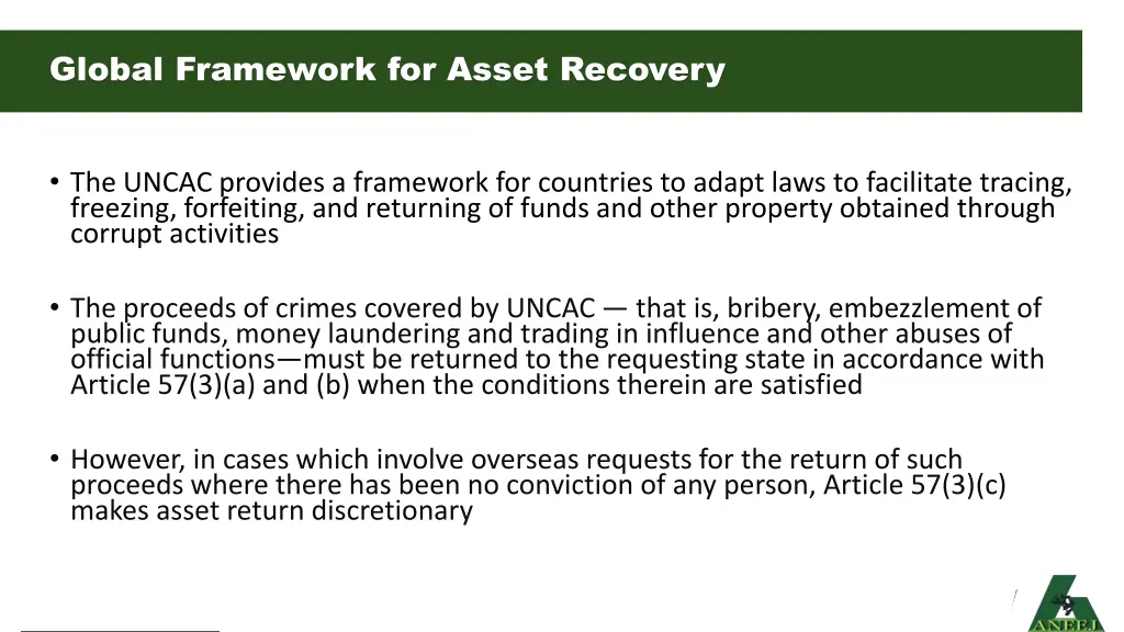 global framework for asset recovery