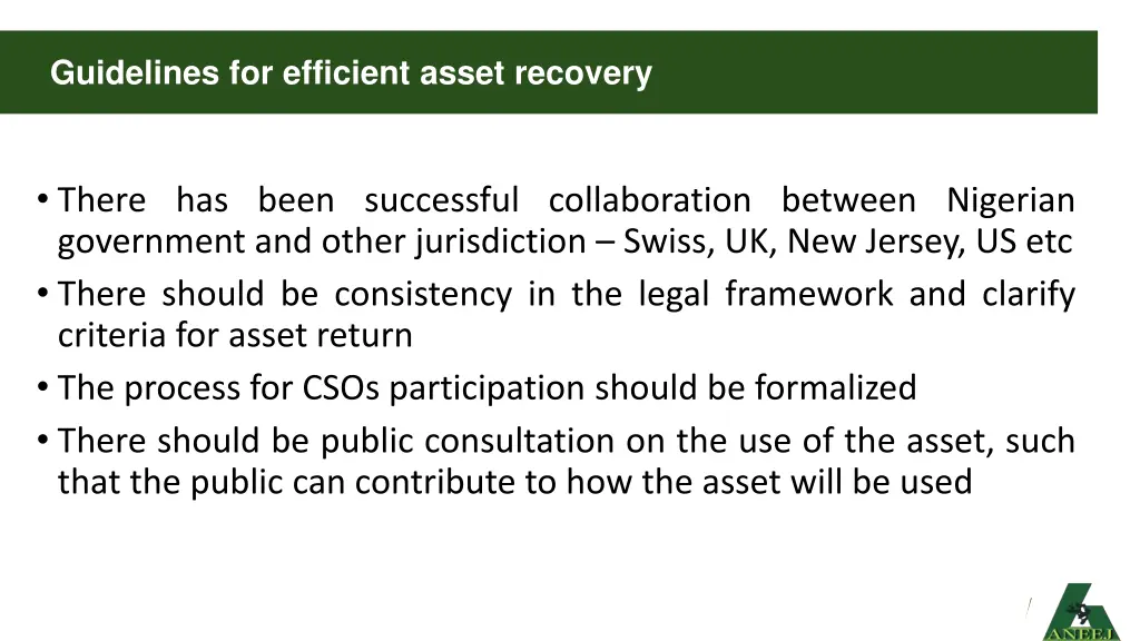 guidelines for efficient asset recovery 2