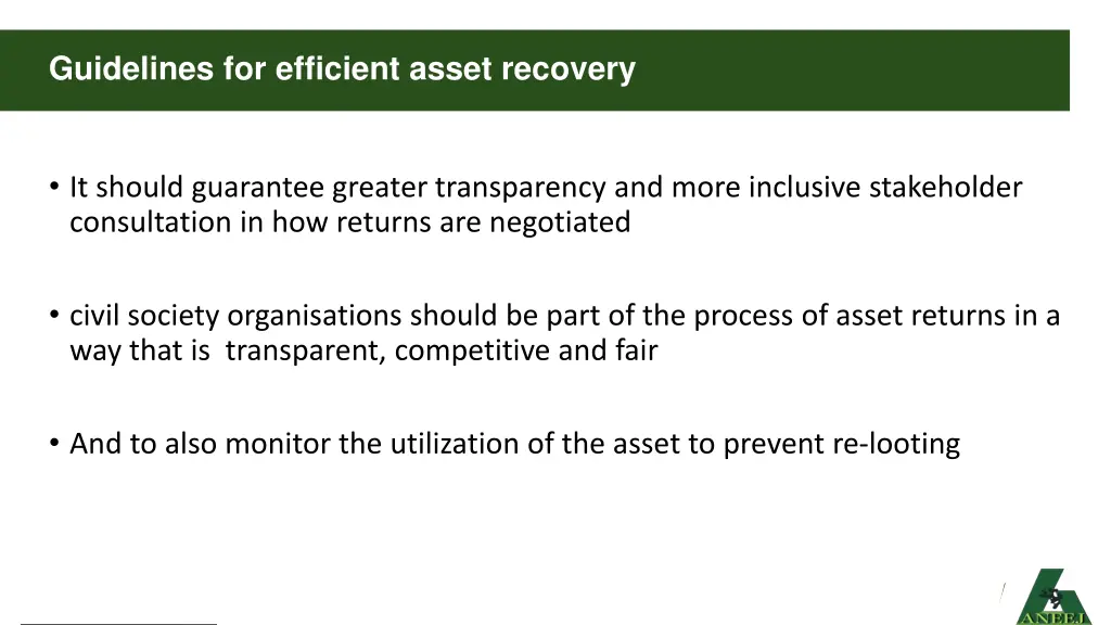 guidelines for efficient asset recovery