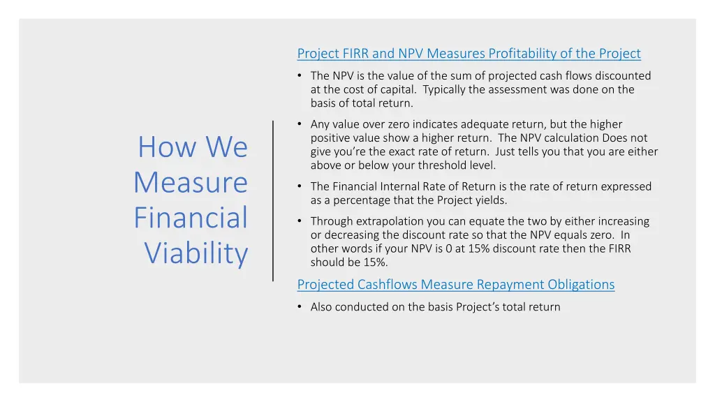 project firr and npv measures profitability