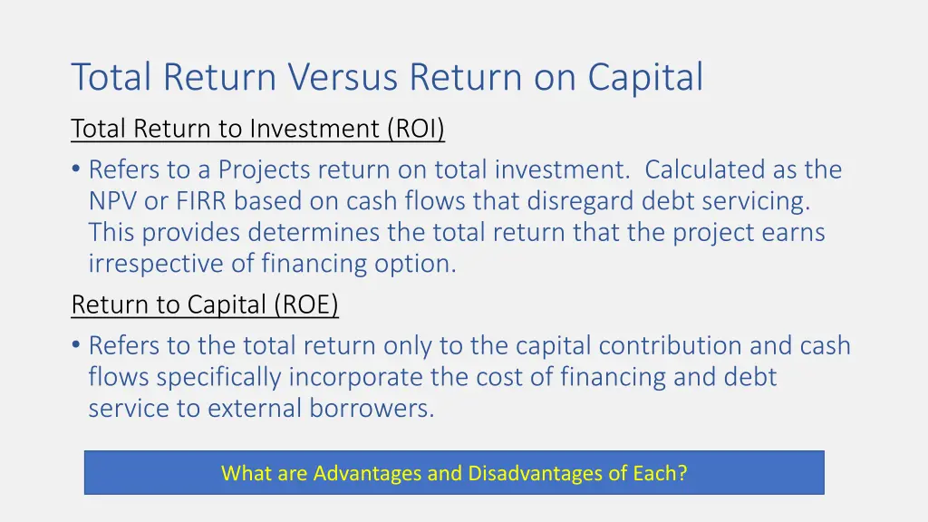 total return versus return on capital